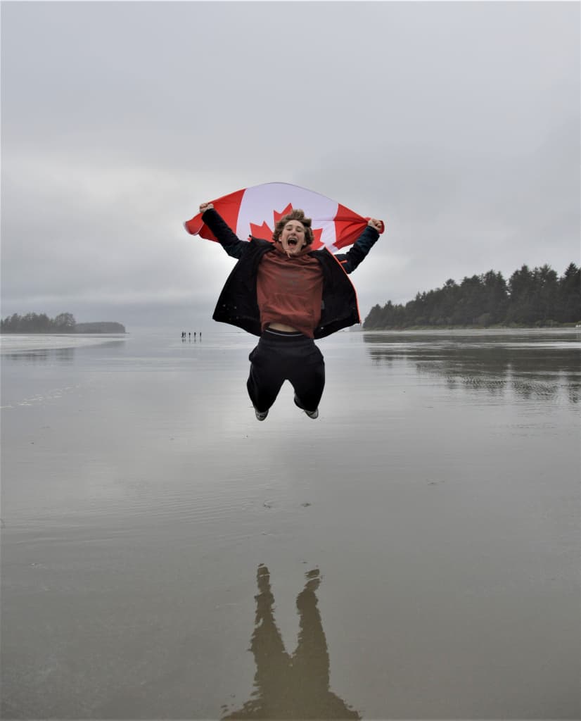 Jumping with Flag
